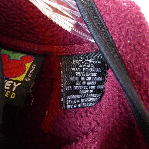 Vintage Disney Sweatshirt Men Large Red Gray Fleece Pullover 1/4 Zip Jerry Leigh - Picture 8 of 10